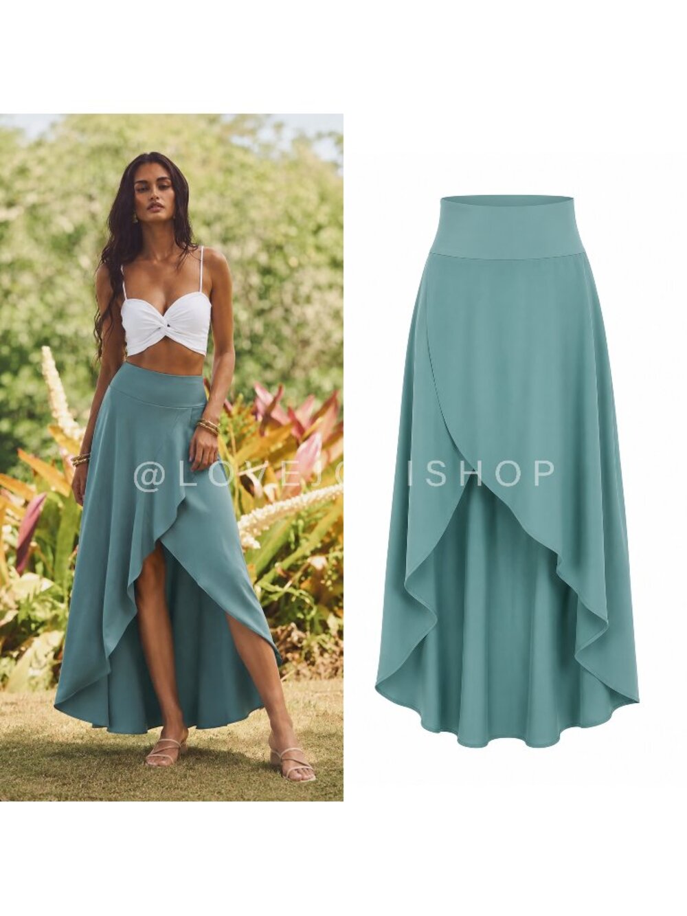 Skirt | Halara NWT High Waisted Tummy Control Flowy Wrap Maxi w Shorts | XL Teal